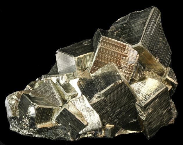 Cubic Pyrite Crystal Cluster - Peru #44578